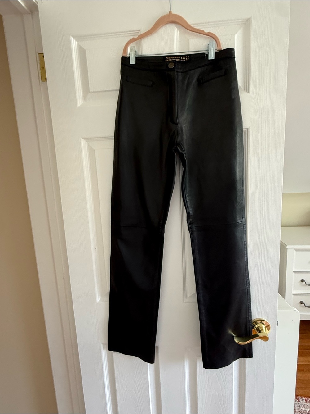 American Eagle Black Straight-Leg Faux Leather Pants